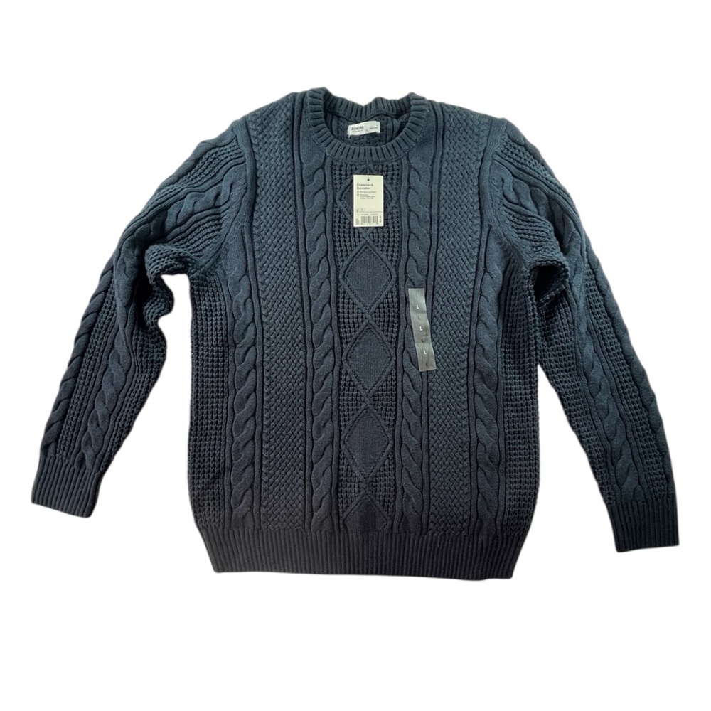 Sonoma Men's Dark Blue Cable Knit Crewneck Sweater